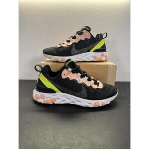 Nike React Element 55 Premium Running Shoes Black Coral CD6964-002 Women's 9
